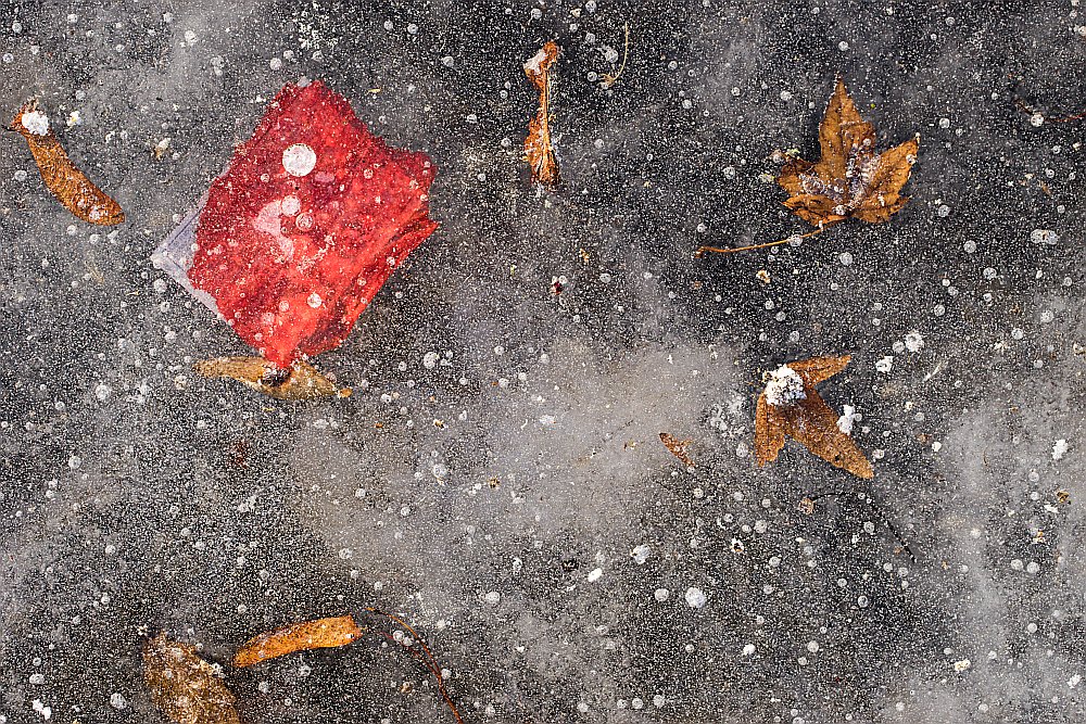 frozen ice red paper